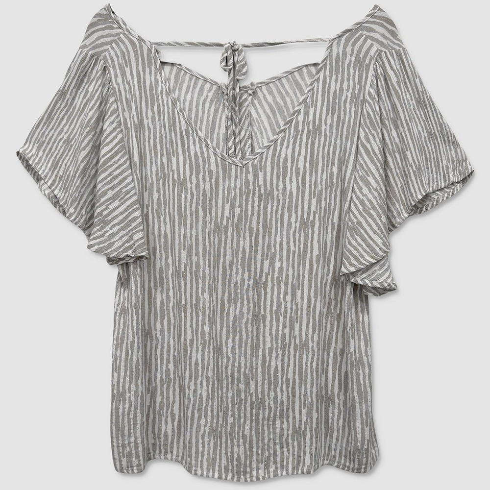 Daytrip Blouse / Shirt / Top - Womens Medium Taupe / White / Gold -‎ #49535-K2